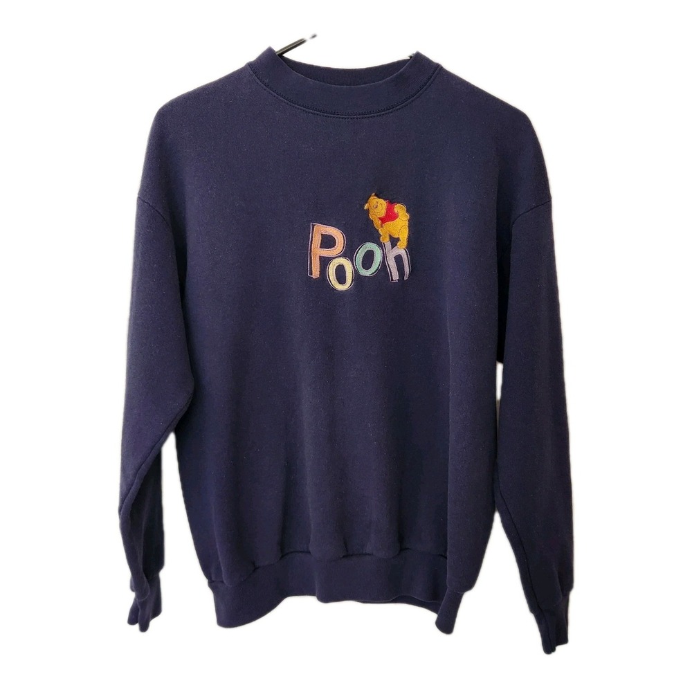 Vintage Disney Pooh 100 Acre Collection Sweatshirt USA Made Navy Embroidered M